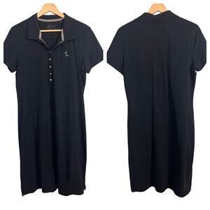 Tommy Bahama Womens M Black Polo Dress Preppy Coastal Golf Tennis Stretch Cotton